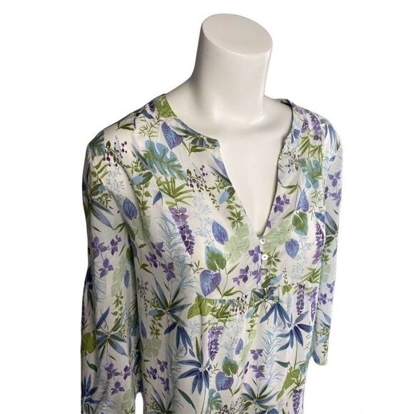 Rachel Roy‎ White Purple Floral Lightweight Blouse Top Medium - Picture 2 of 7
